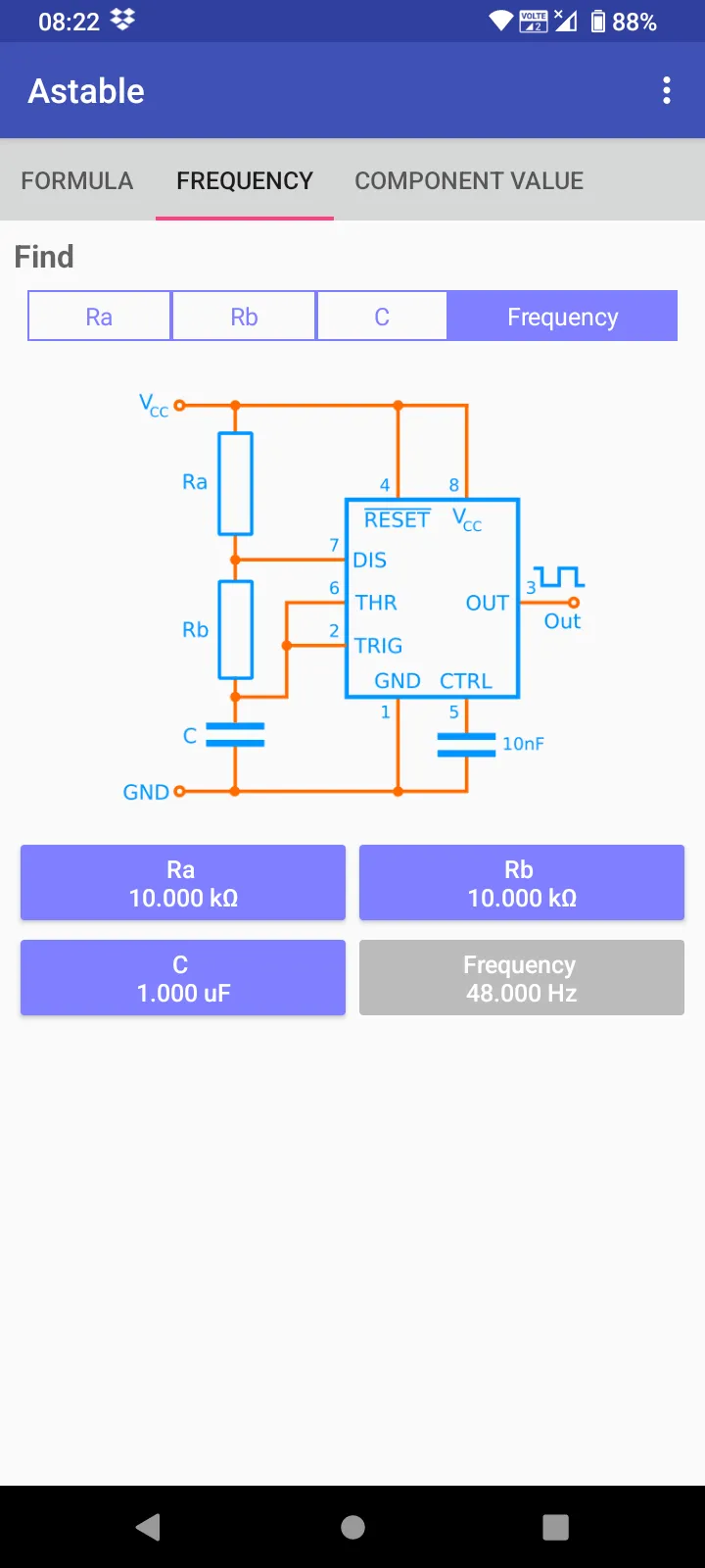 Timer IC 555 Calculator | Indus Appstore | Screenshot