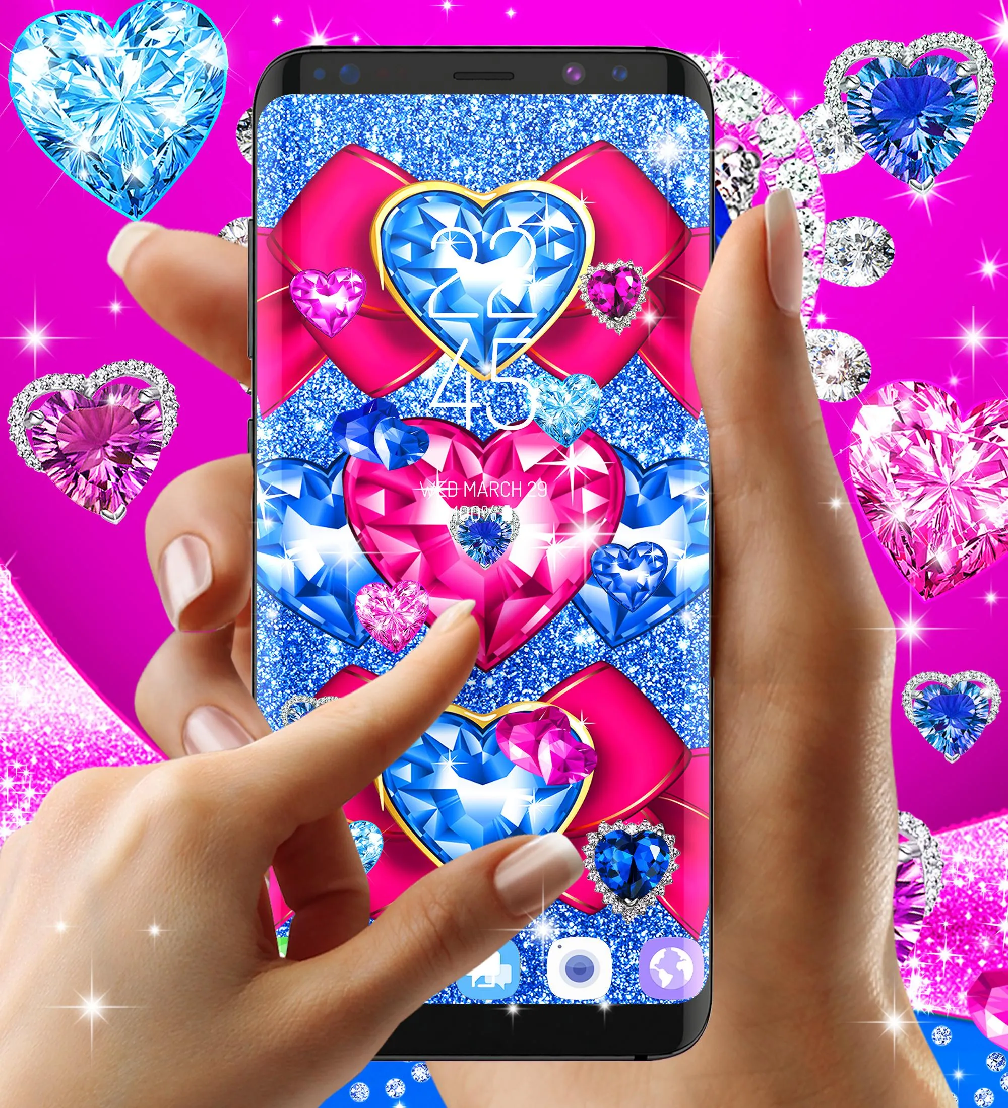 Blue hearts diamonds wallpaper | Indus Appstore | Screenshot