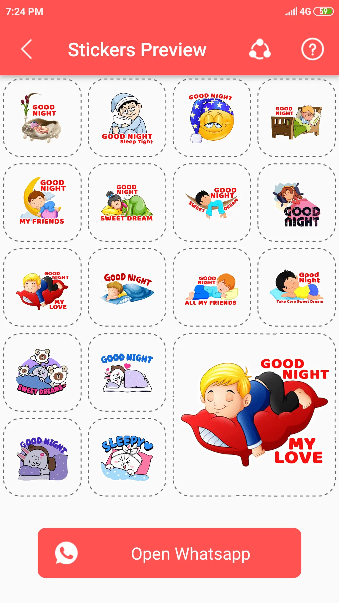 Good Night  WA Stickers | Indus Appstore | Screenshot