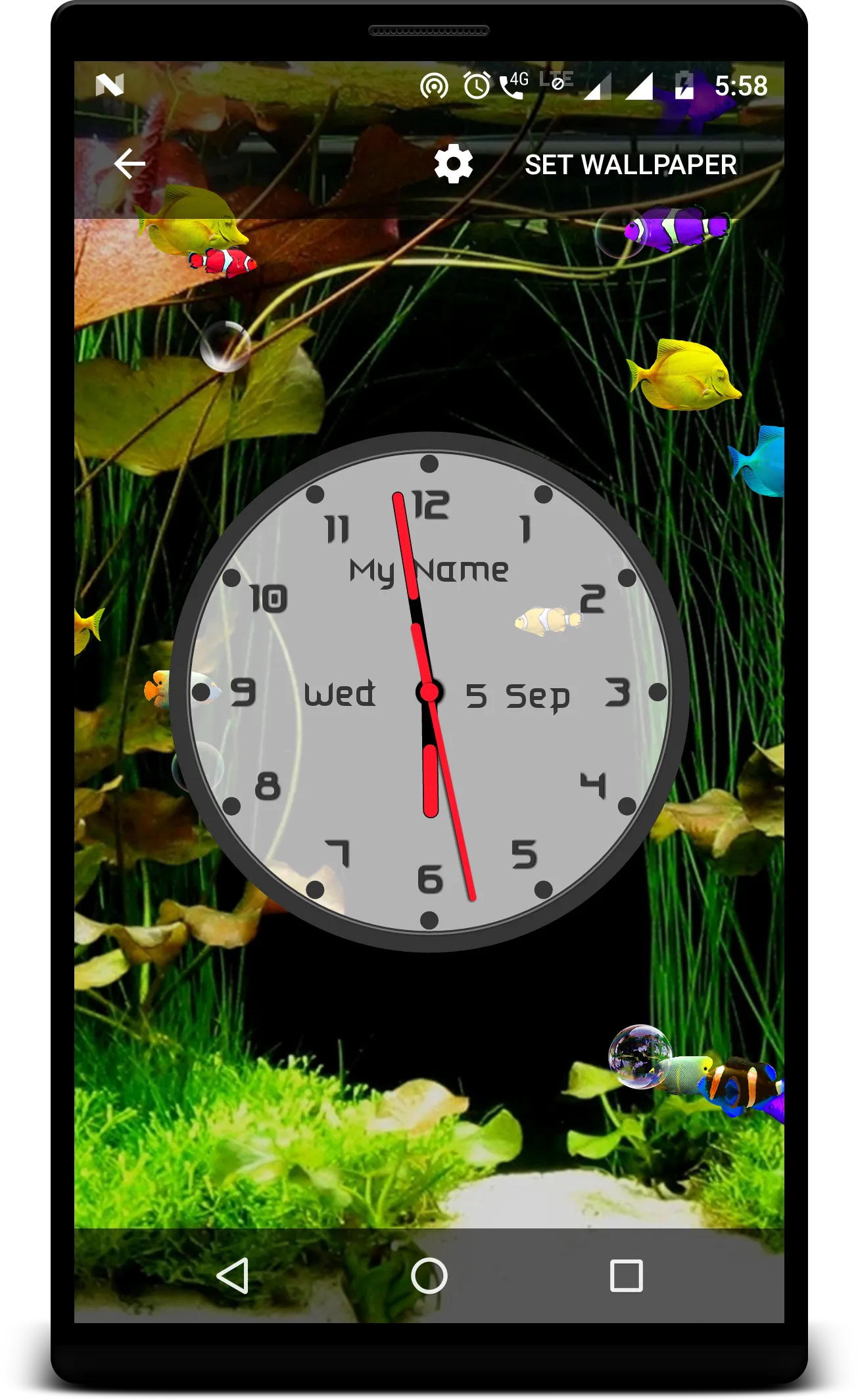 Aquarium Clock Live Wallpaper | Indus Appstore | Screenshot