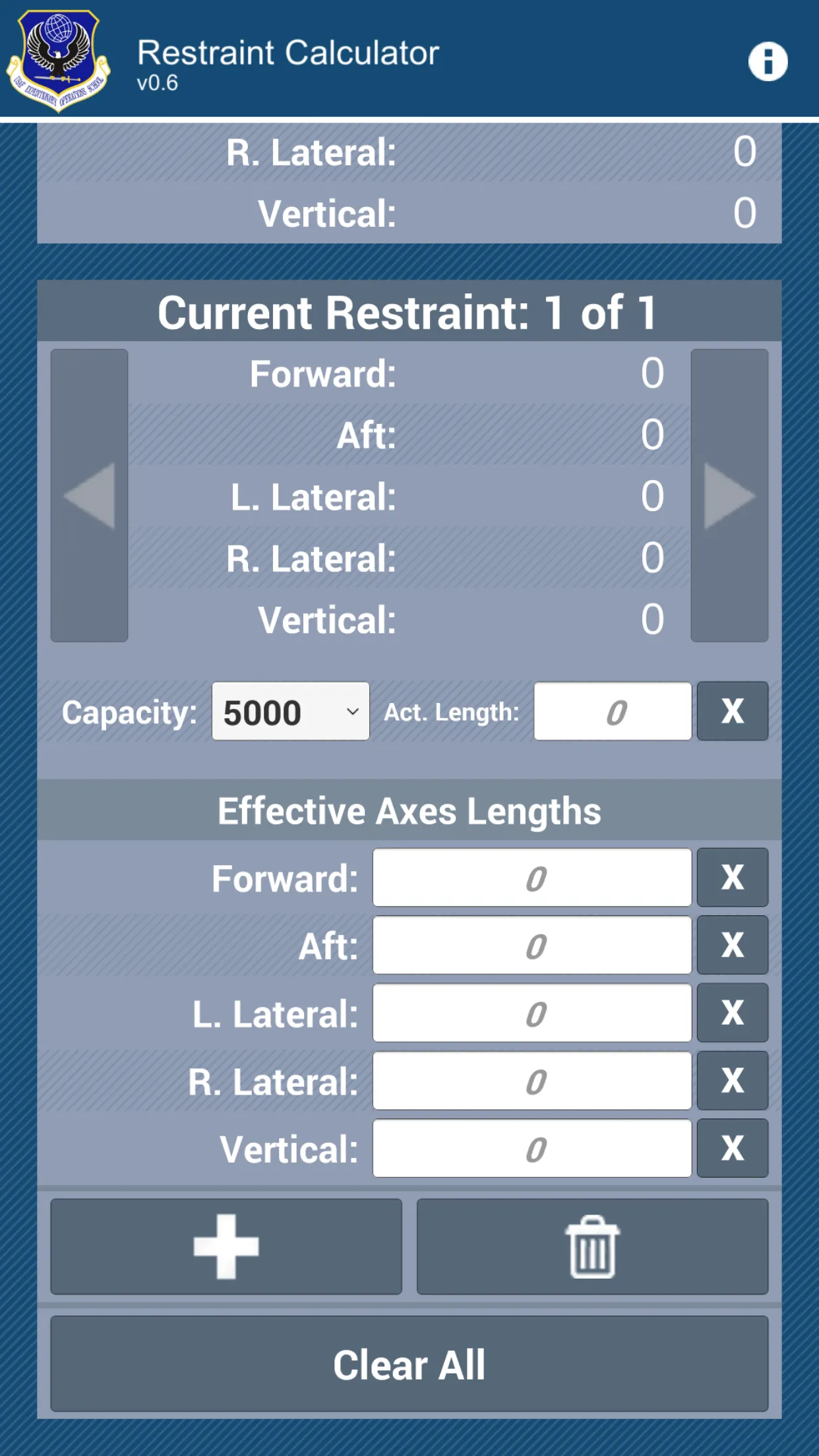 USAF EOS Restraint Calculator | Indus Appstore | Screenshot