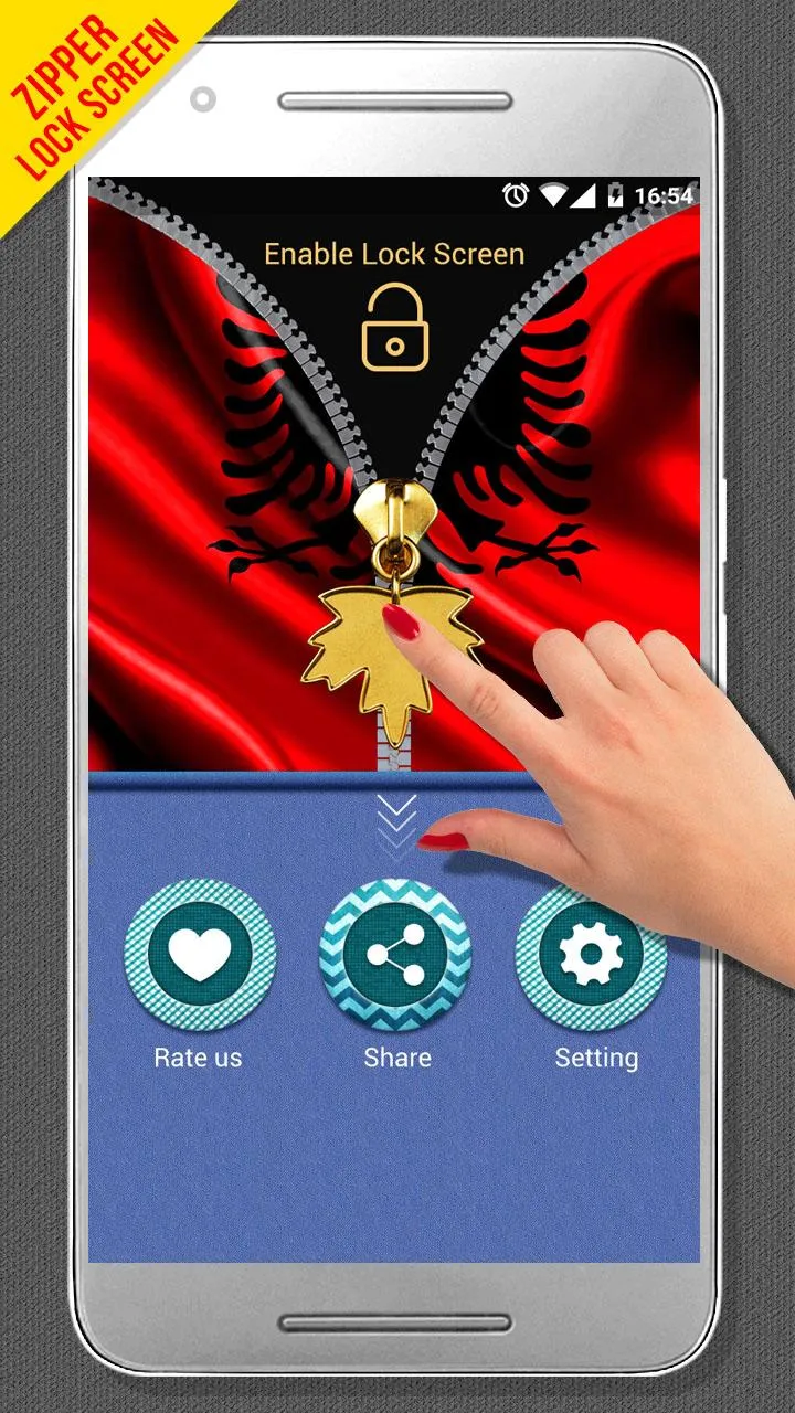 Albania Flag Zipper LockScreen | Indus Appstore | Screenshot