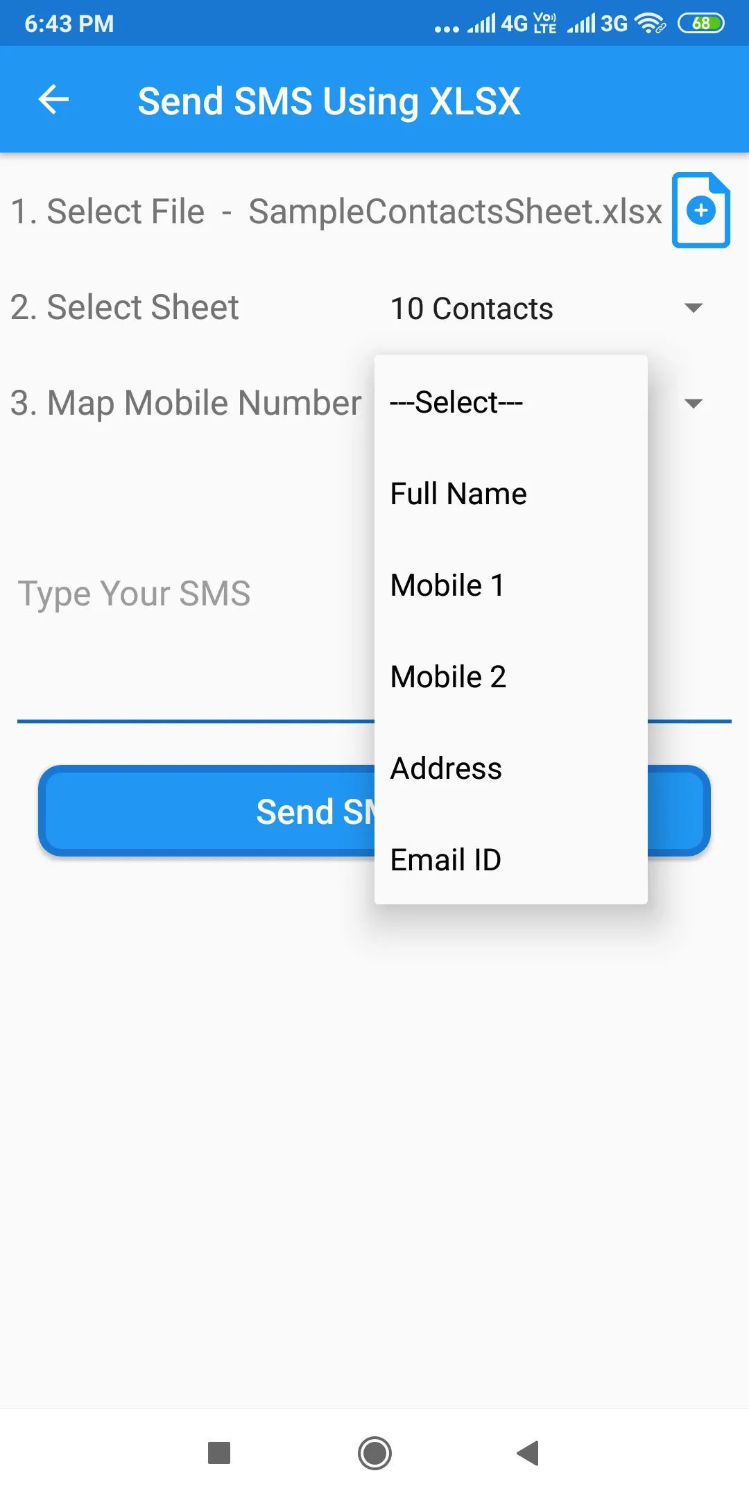 Bulk SMS Send Using Excel | Indus Appstore | Screenshot