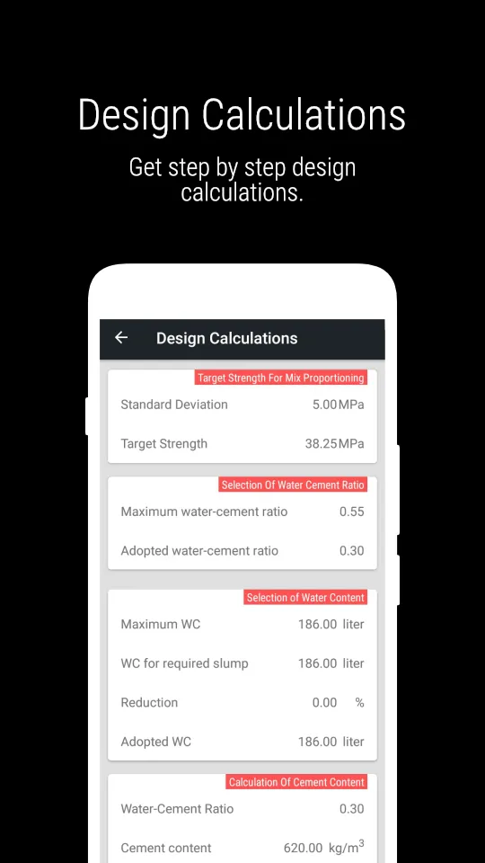 Concrete Mix Design IS-10262 | Indus Appstore | Screenshot