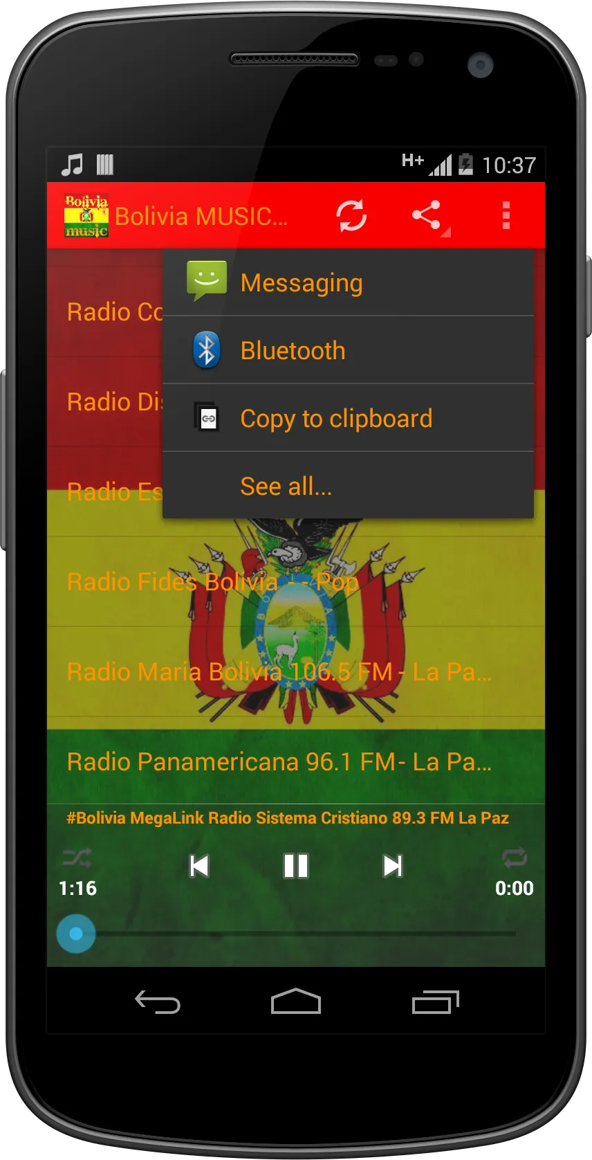 Bolivia MUSIC Radio | Indus Appstore | Screenshot