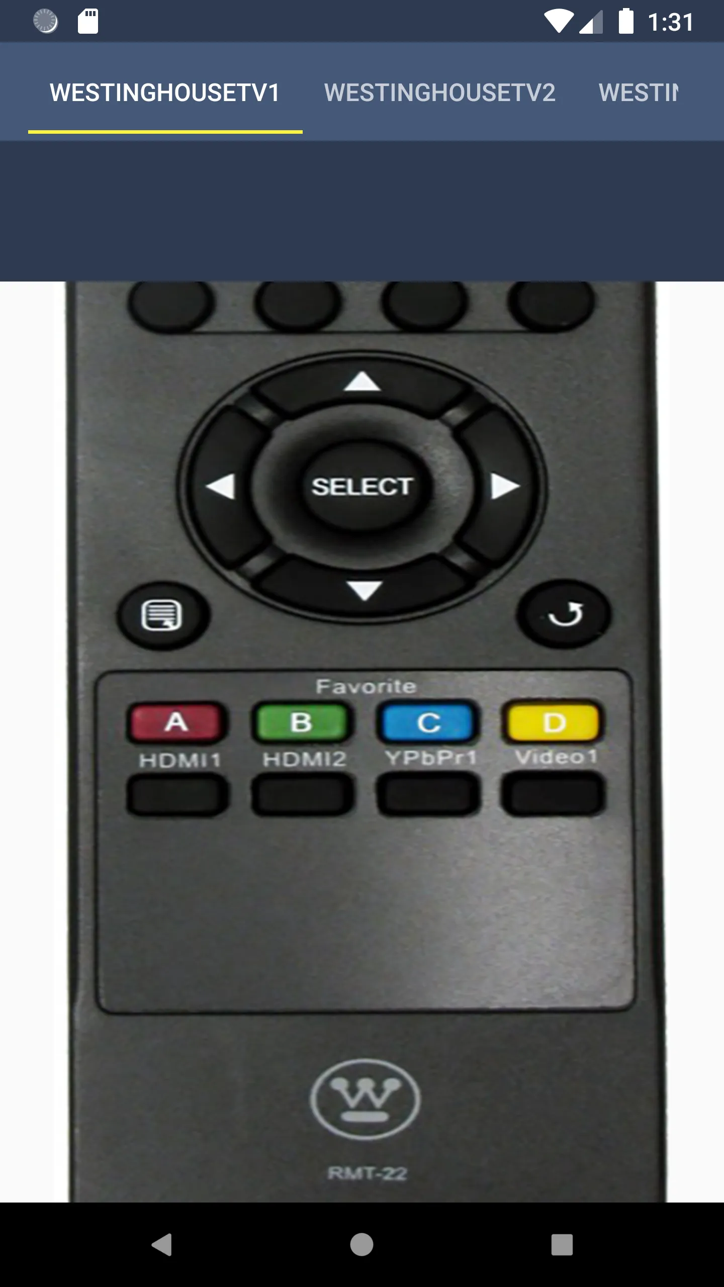 WestingHouse TV Remote | Indus Appstore | Screenshot