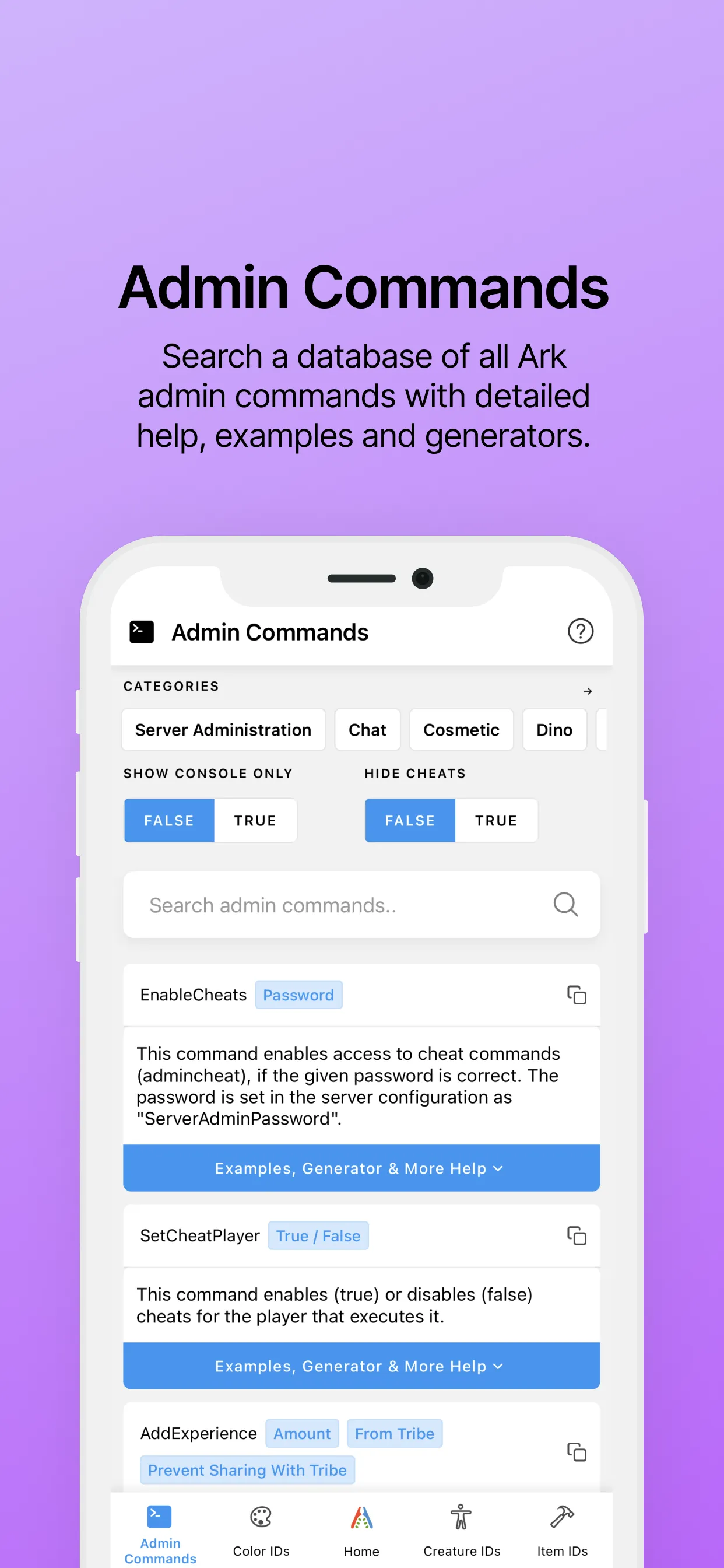 Ark IDs - Commands & Codes | Indus Appstore | Screenshot