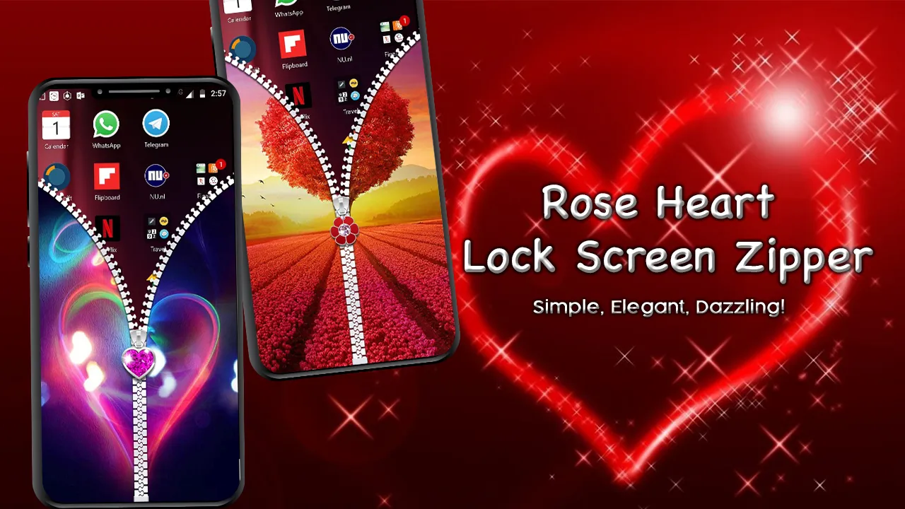 Rose Heart Lock Screen Zipper | Indus Appstore | Screenshot