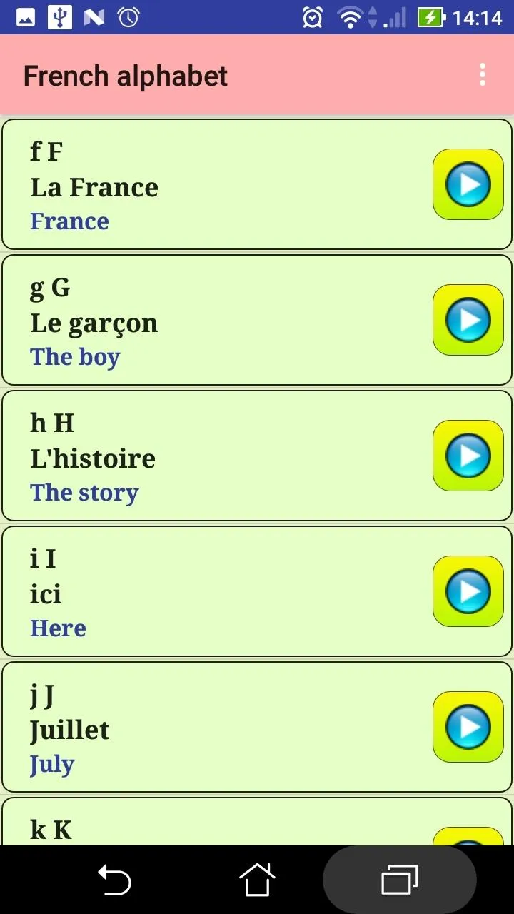 French alphabet pronunciation | Indus Appstore | Screenshot