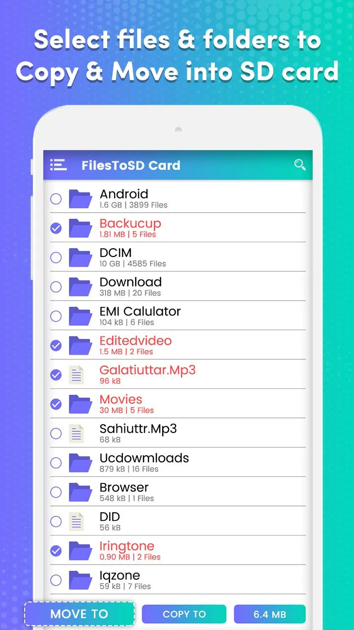 Transfer phone to SD Card – Fi | Indus Appstore | Screenshot