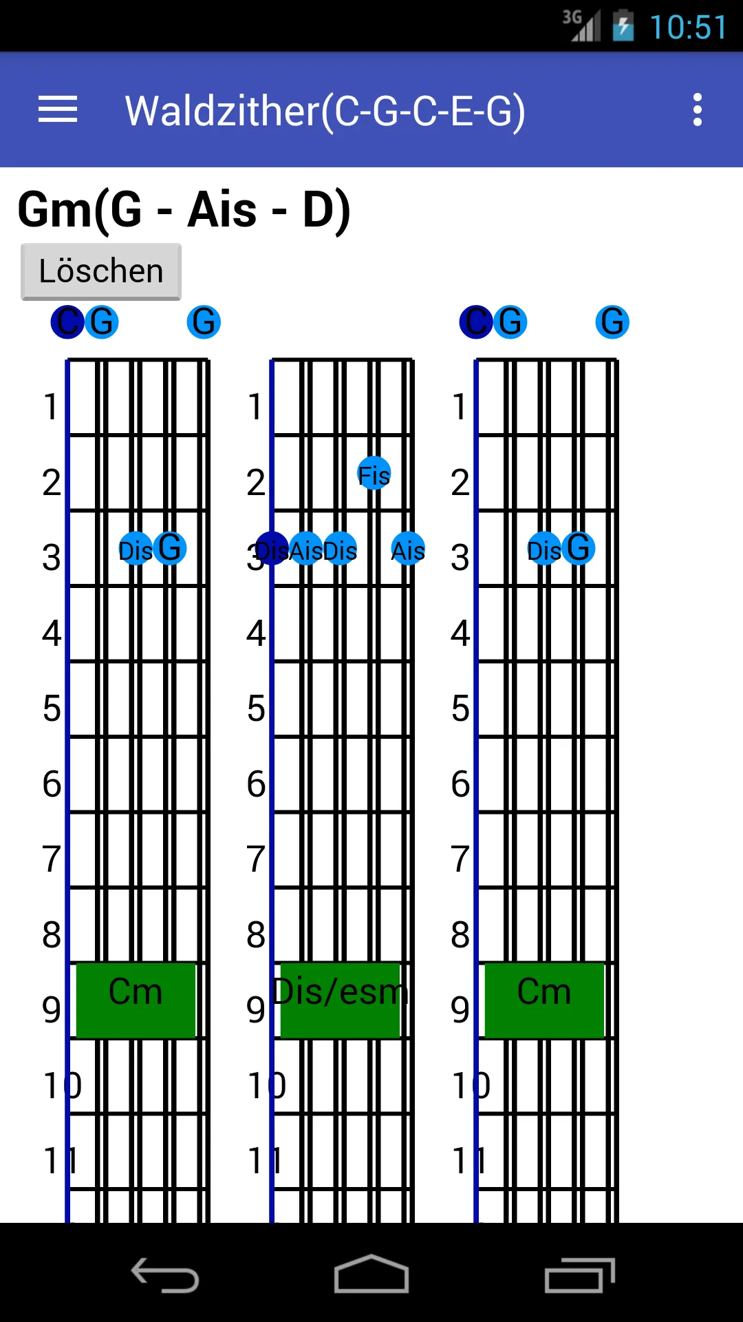 Grifftabelle z.B. Waldzither | Indus Appstore | Screenshot