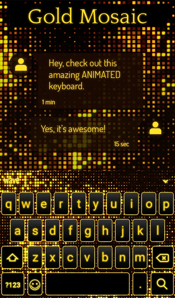 Gold Mosaic Animated Keyboard | Indus Appstore | Screenshot