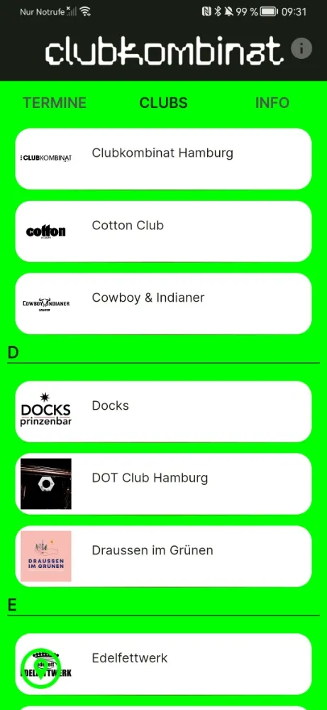 Clubplan - Musik in Hamburg | Indus Appstore | Screenshot