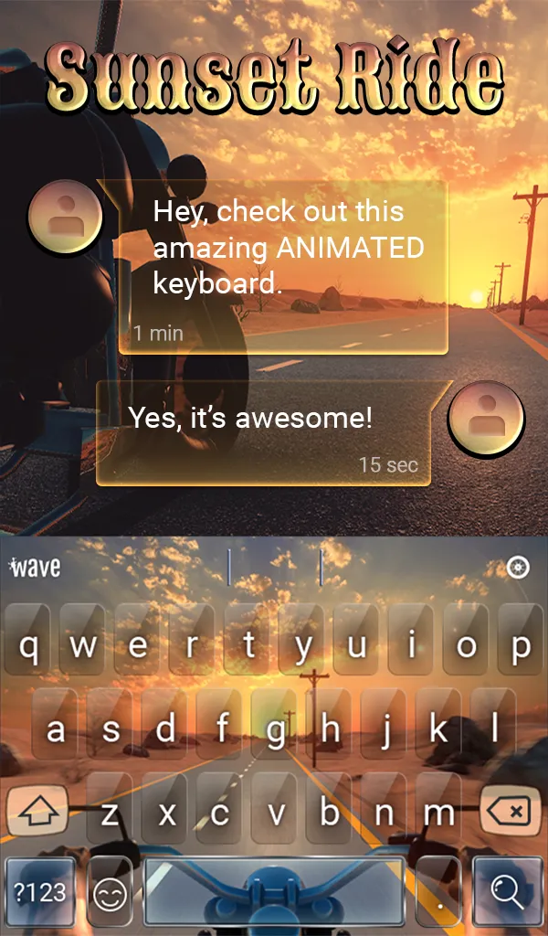 Sunset Ride Animated Keyboard | Indus Appstore | Screenshot