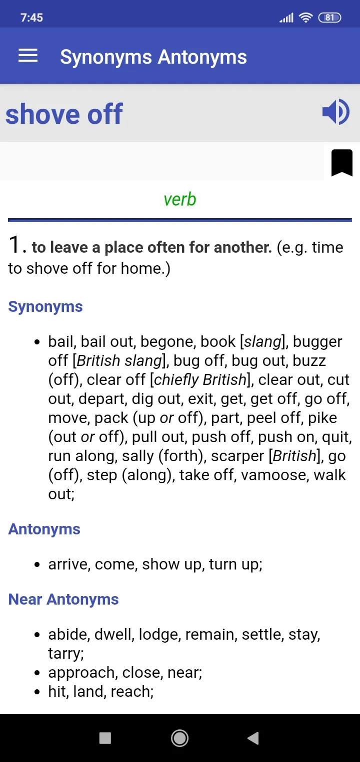 Synonyms Antonyms | Indus Appstore | Screenshot