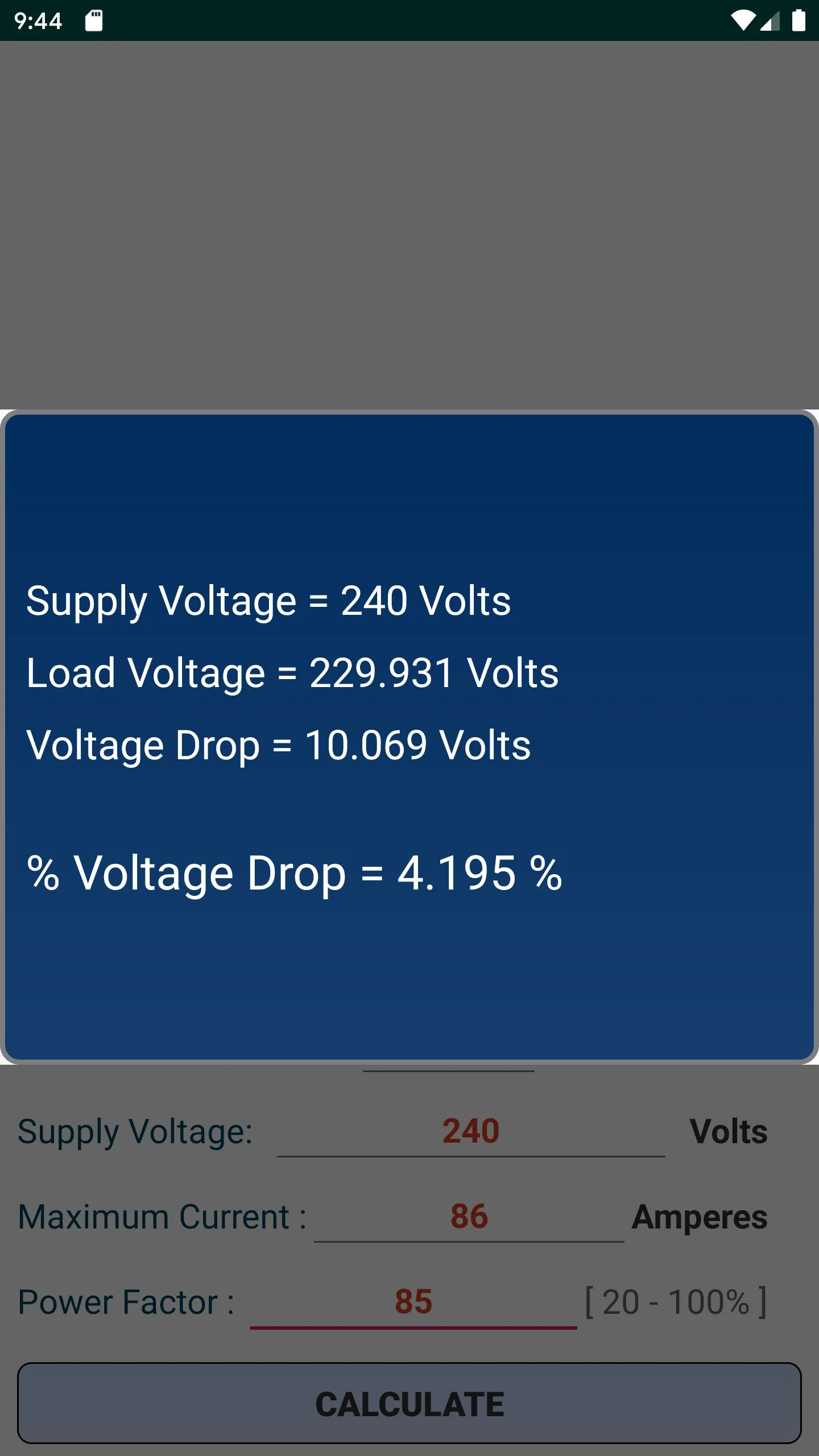 NEC Voltage Drop Calculator | Indus Appstore | Screenshot