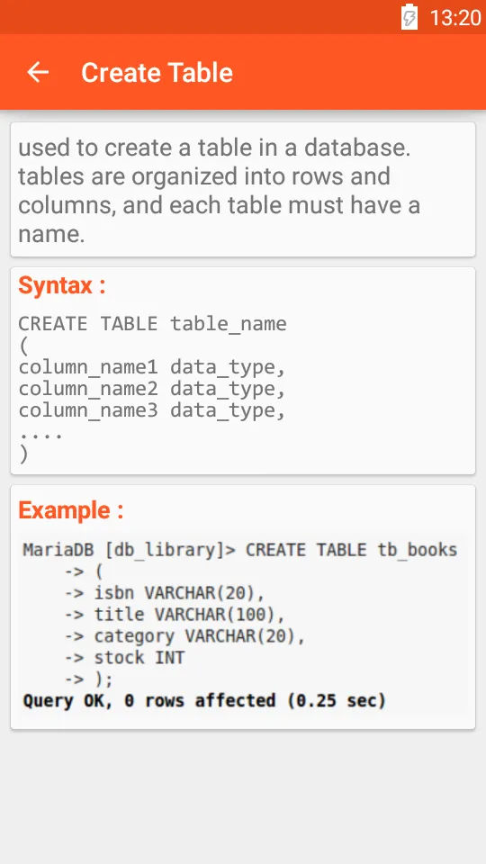 SQL Syntax | Indus Appstore | Screenshot