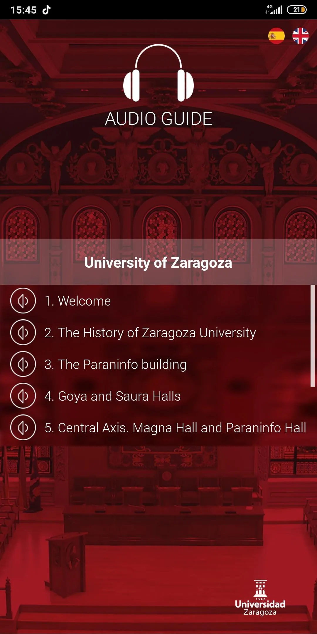 Unizar’s Paraninfo audio guide | Indus Appstore | Screenshot