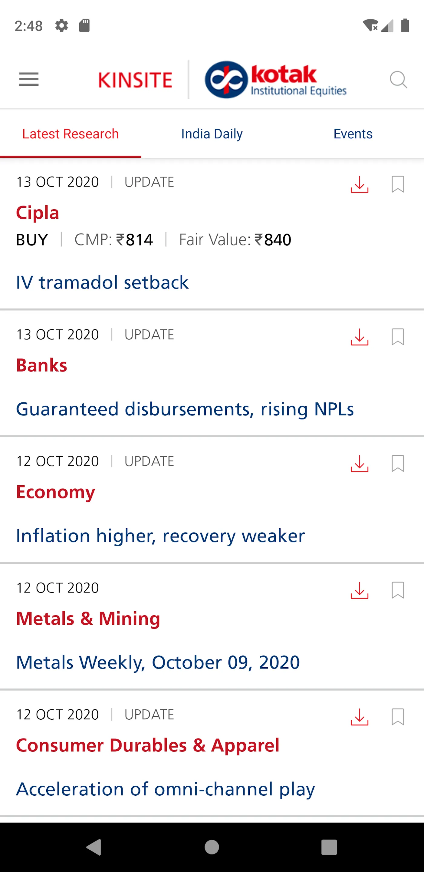 Kotak IE Research KINSITE | Indus Appstore | Screenshot