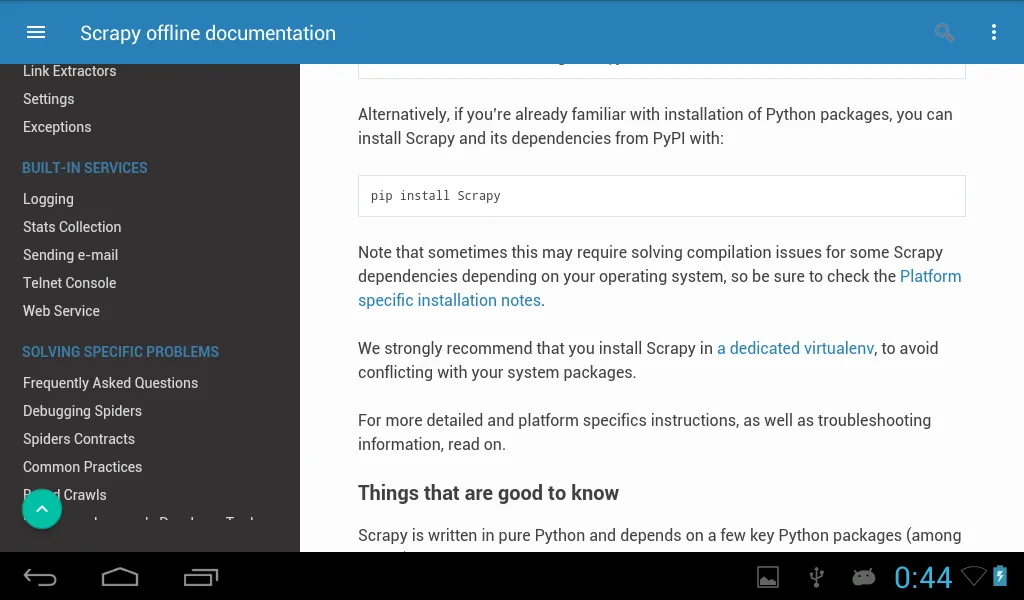 Python Scrapy documentation of | Indus Appstore | Screenshot