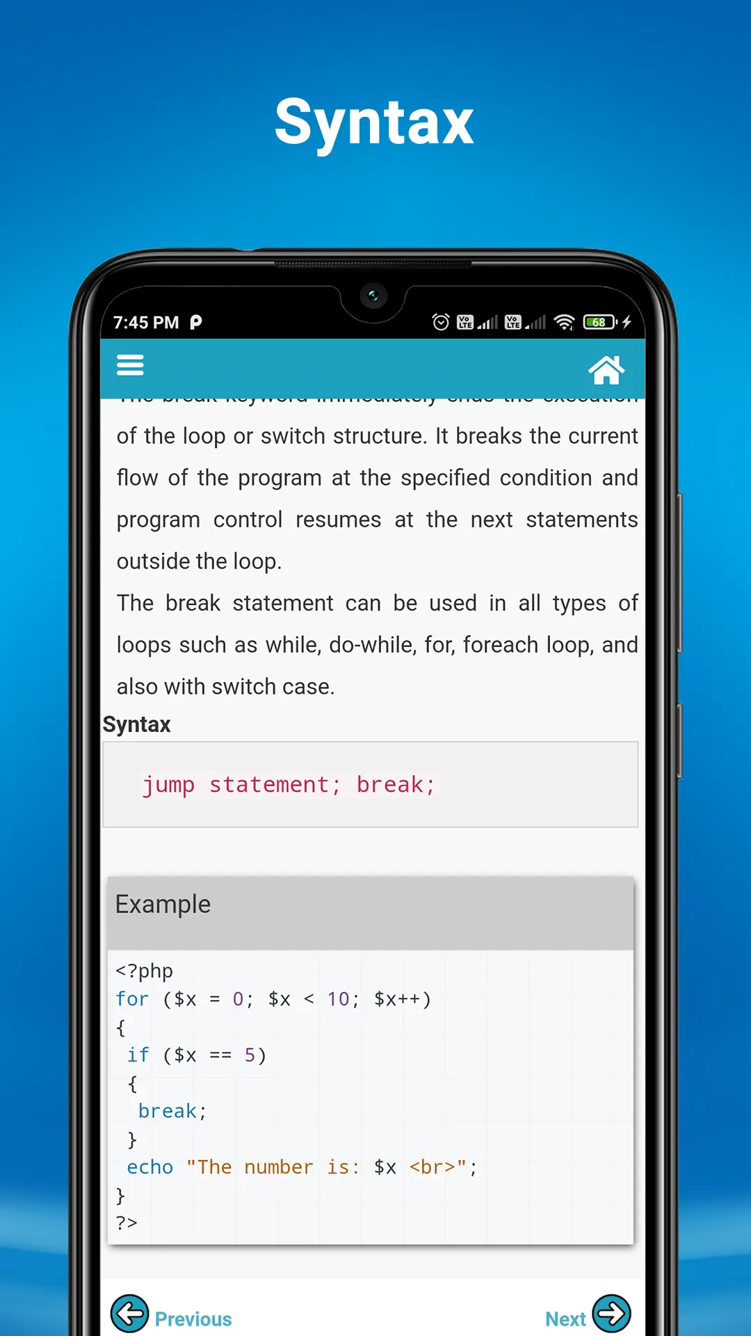 Learn PHP - Example and editor | Indus Appstore | Screenshot