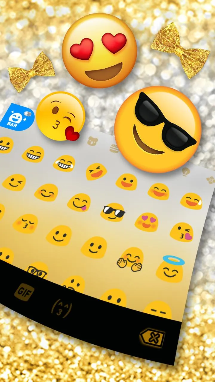 Gold Bowknot Glitter Keyboard  | Indus Appstore | Screenshot