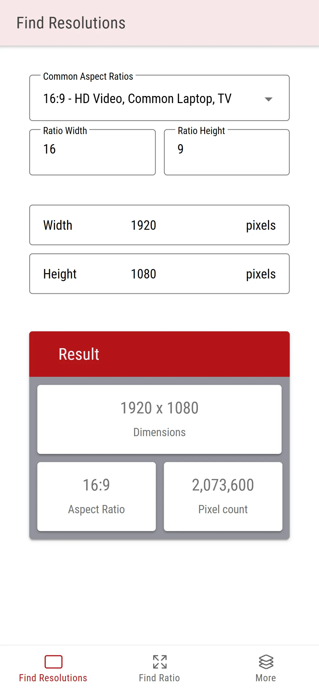 Aspect Ratio Calculator | Indus Appstore | Screenshot