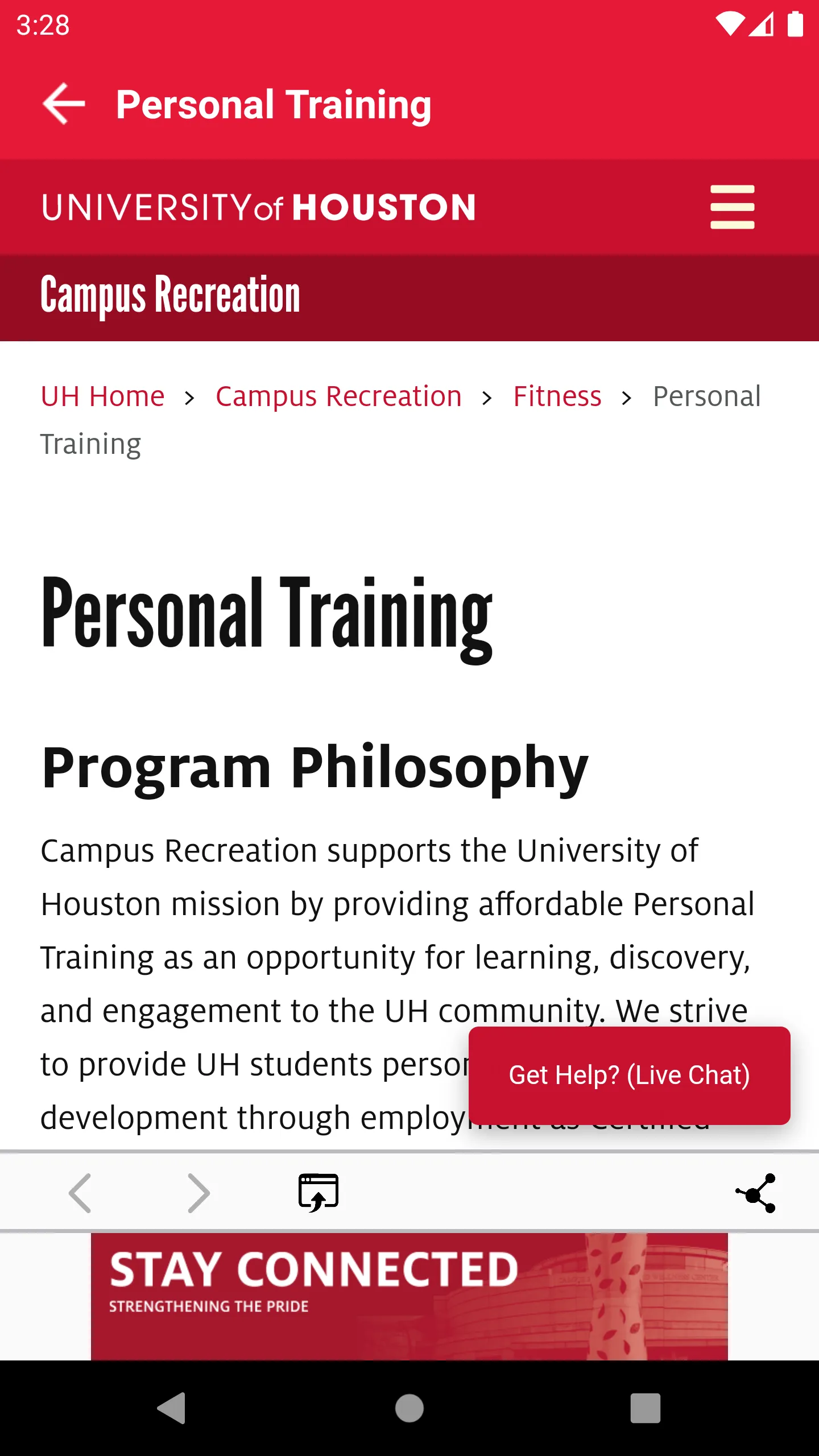 UH Campus Recreation | Indus Appstore | Screenshot