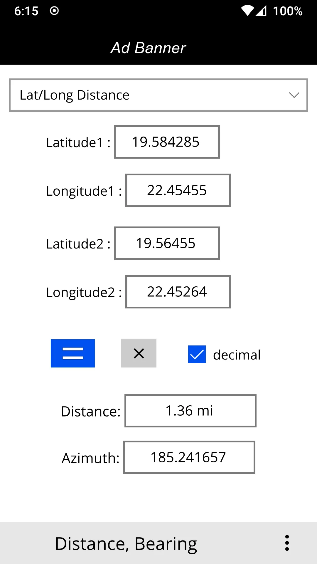 Distance & Bearing | Indus Appstore | Screenshot