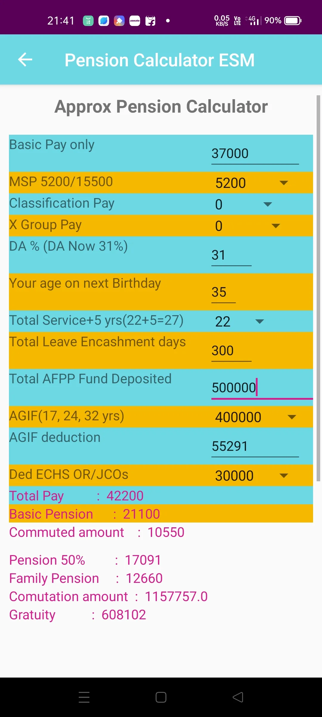 Pension Calculator ESM | Indus Appstore | Screenshot