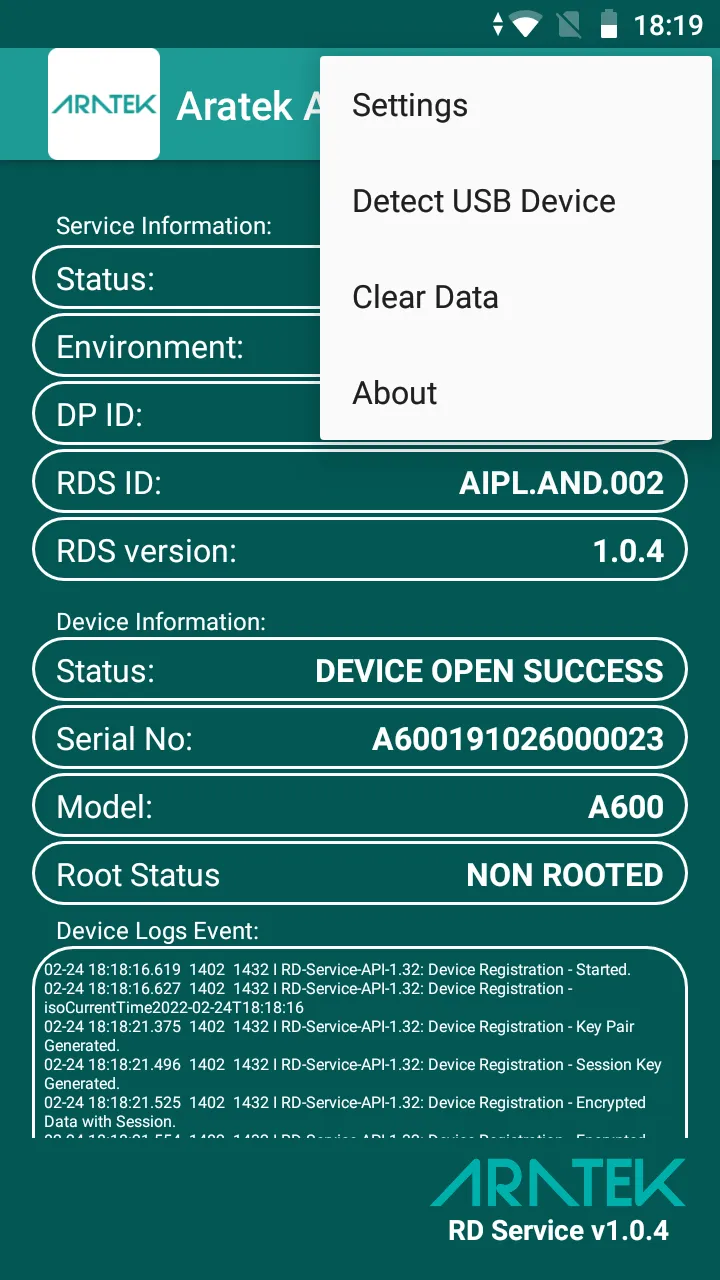 Aratek A600 RD Service | Indus Appstore | Screenshot