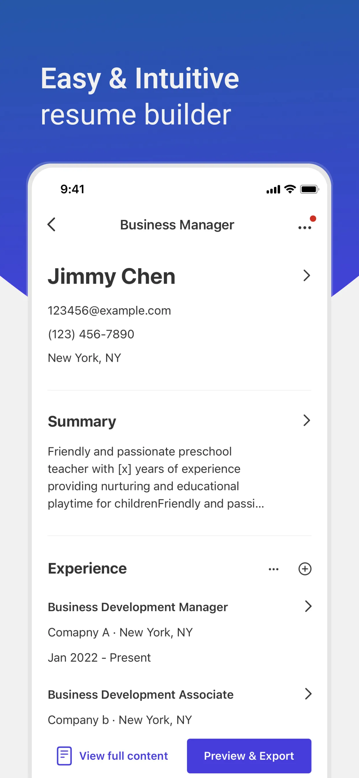 Resume Builder: PDF Resume App | Indus Appstore | Screenshot