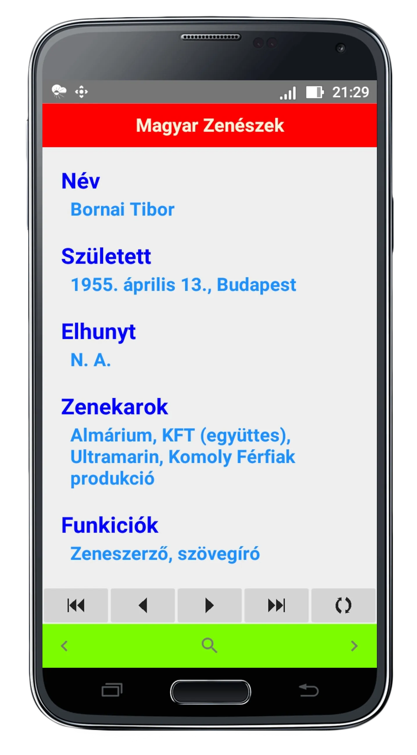 Magyar Zenészek | Indus Appstore | Screenshot