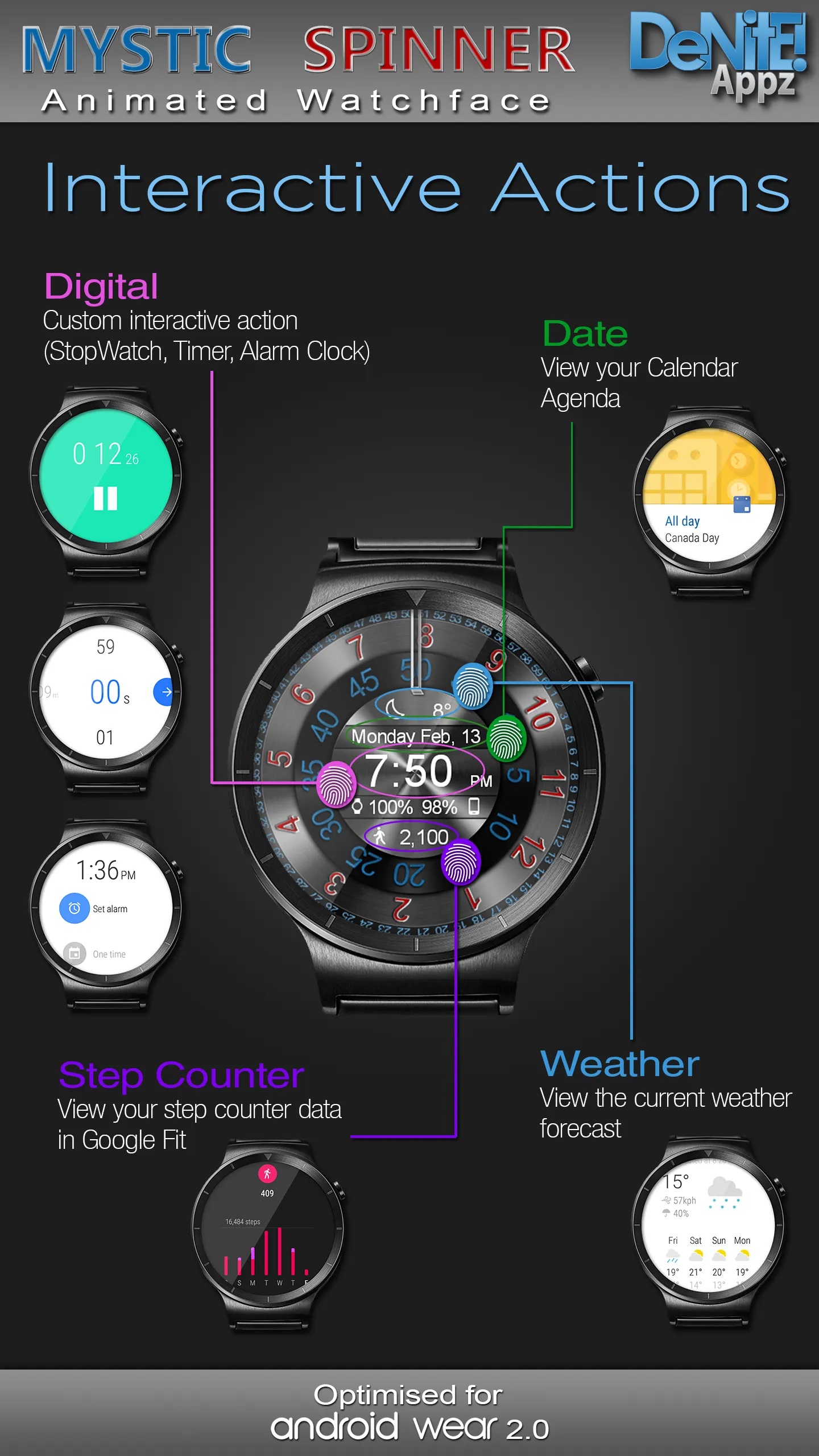 Mystic Spinner HD Watch Face | Indus Appstore | Screenshot