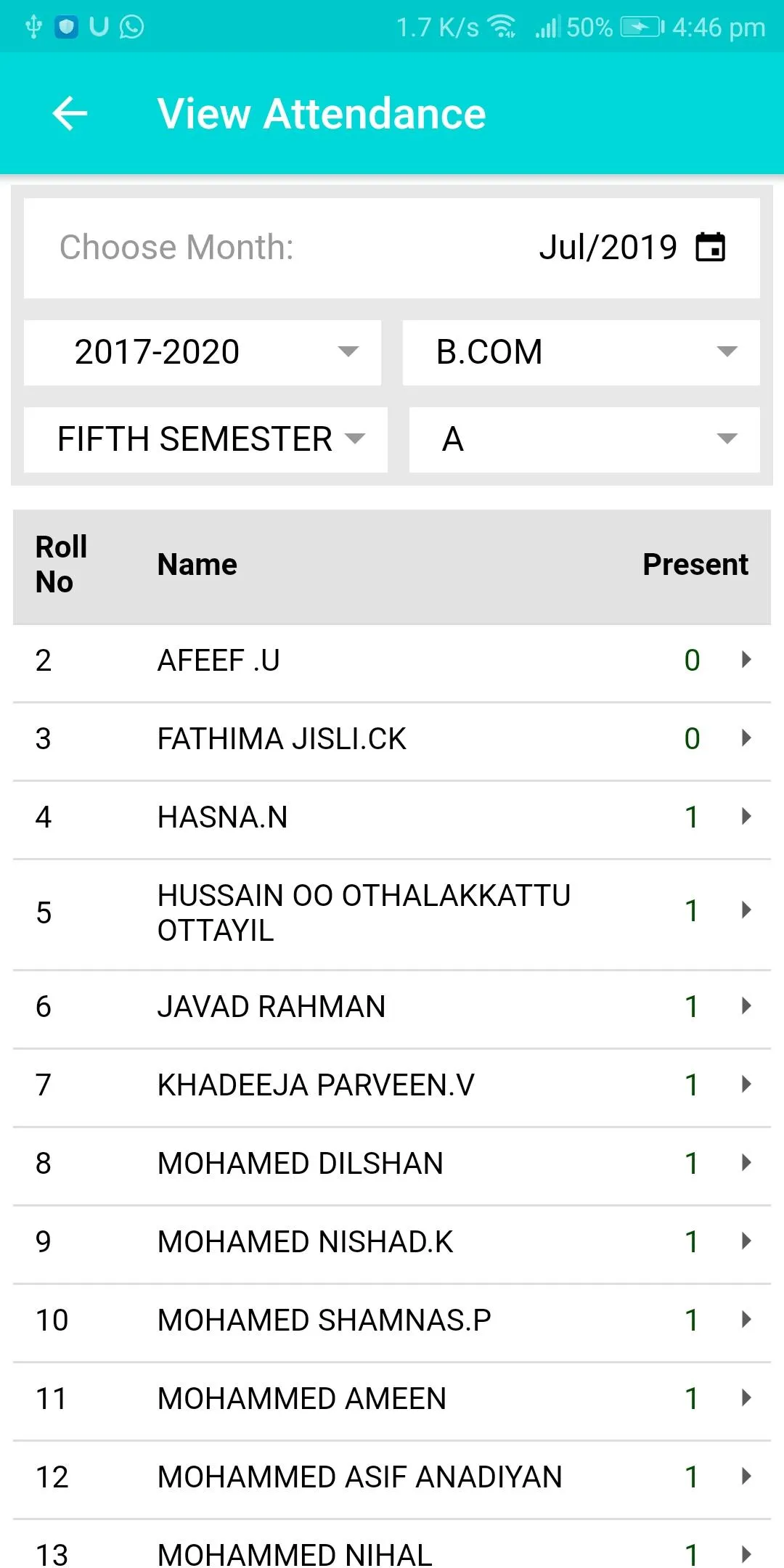 College Attendance | Indus Appstore | Screenshot