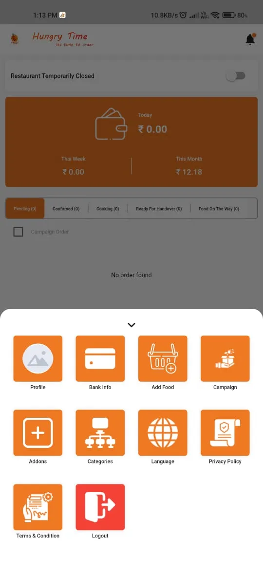 HungryTime Partner | Indus Appstore | Screenshot