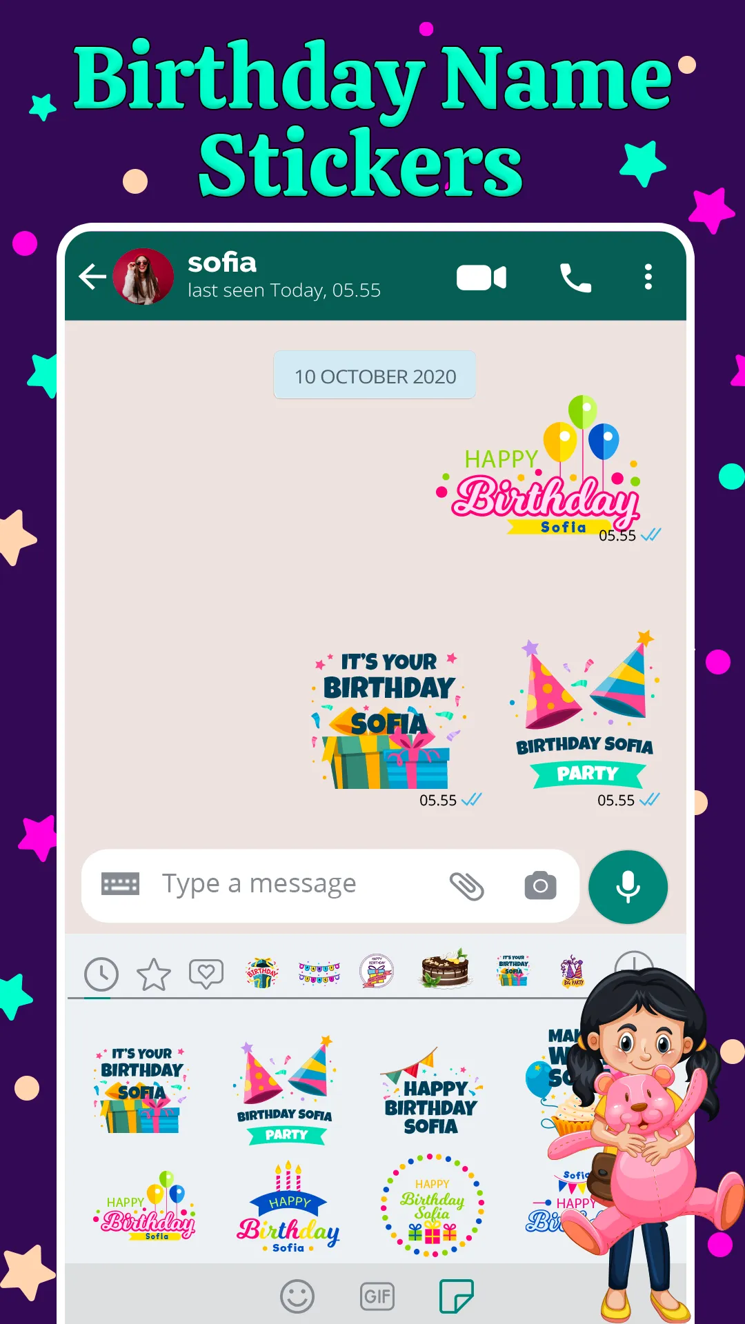 Birthday Stickers With Name | Indus Appstore | Screenshot