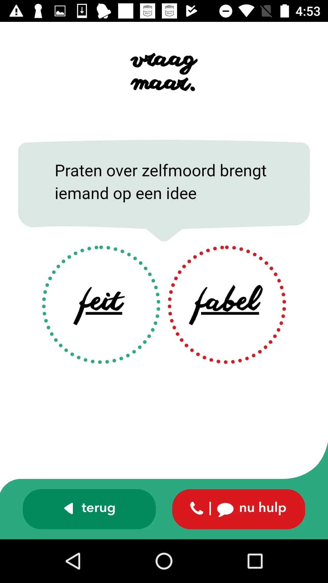 VraagMaar – Zelfmoordpreventie | Indus Appstore | Screenshot