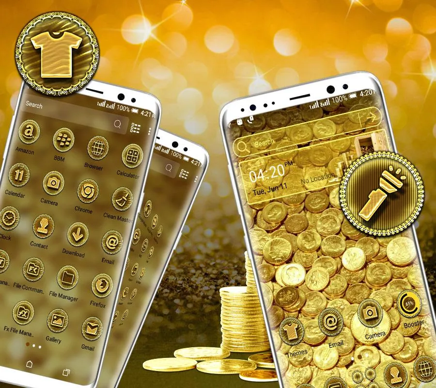 Gold Coin Launcher Theme | Indus Appstore | Screenshot