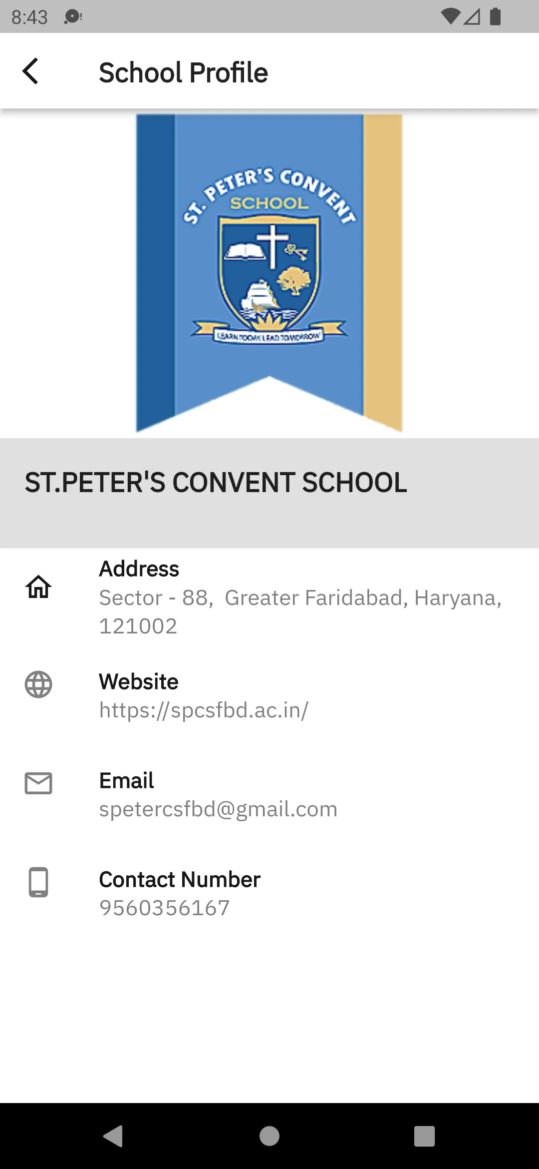 St Peters Convent School Sec88 | Indus Appstore | Screenshot