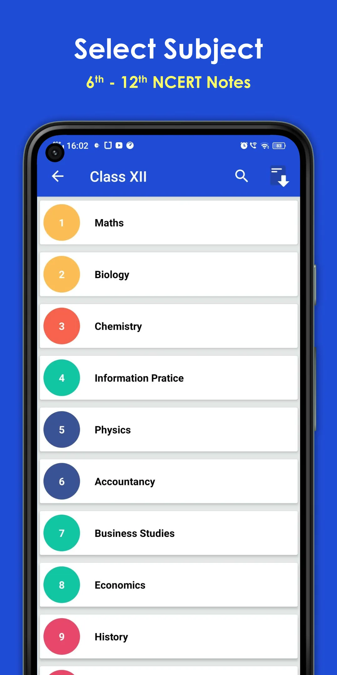 Class 12 to 6 Notes | Indus Appstore | Screenshot