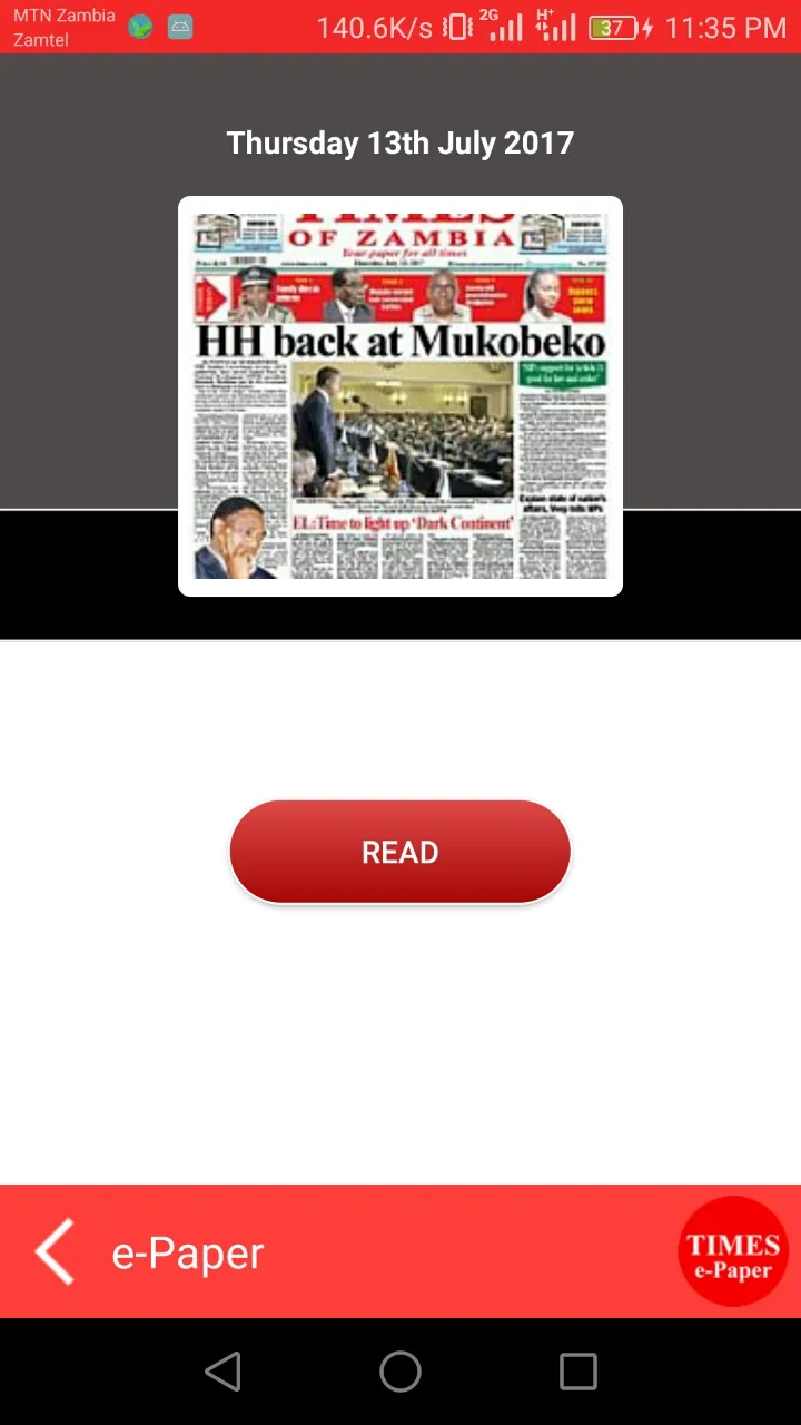 Times of Zambia Epaper | Indus Appstore | Screenshot