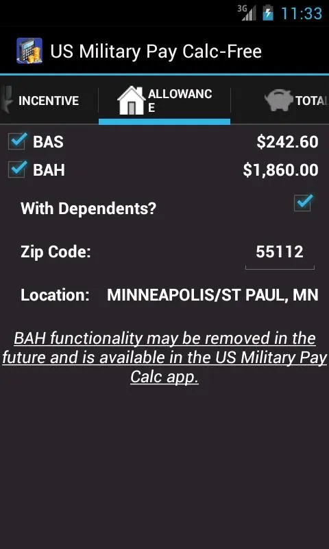 US Military Pay Calc | Indus Appstore | Screenshot