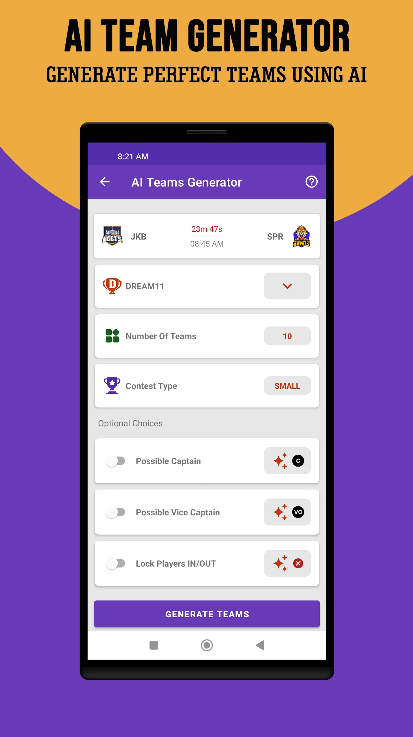STAR11: Fantasy Team Generator | Indus Appstore | Screenshot