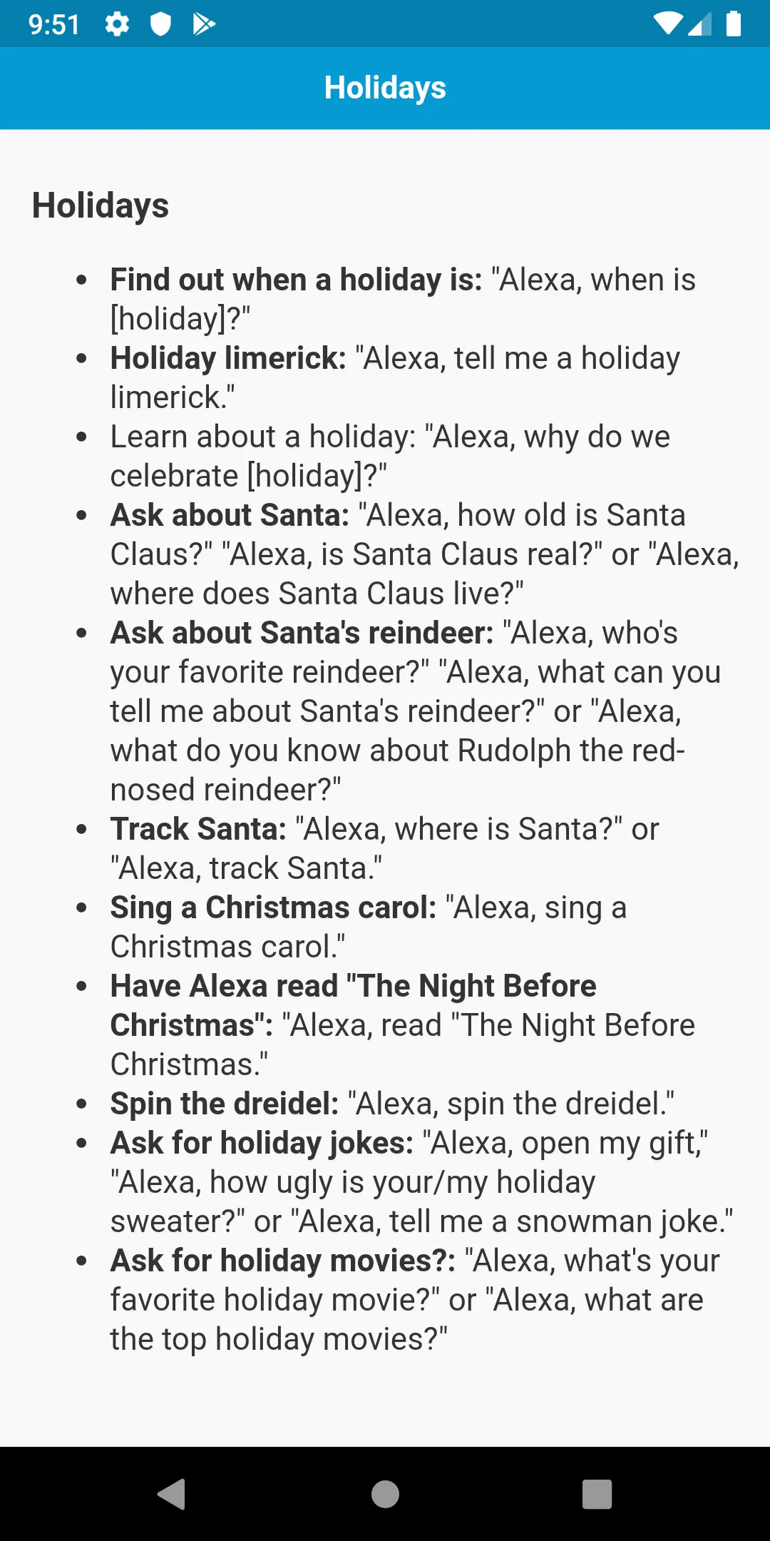 Command list for Alexa | Indus Appstore | Screenshot