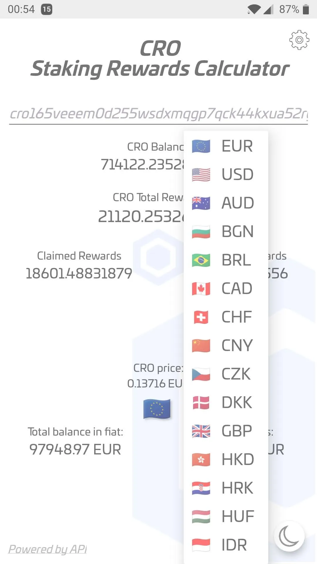 CRO Staking Rewards Calculator | Indus Appstore | Screenshot