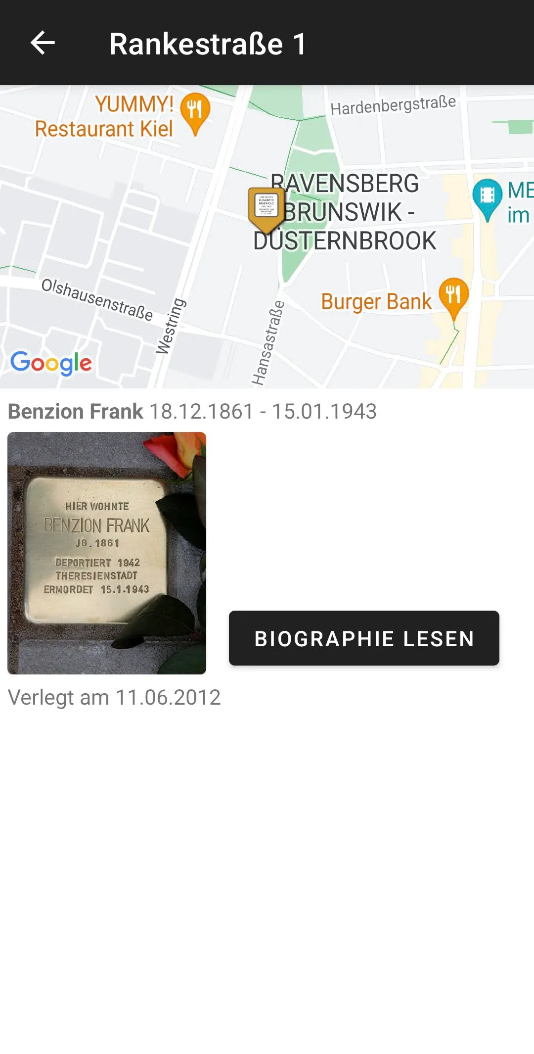 Stolpersteine Kiel | Indus Appstore | Screenshot