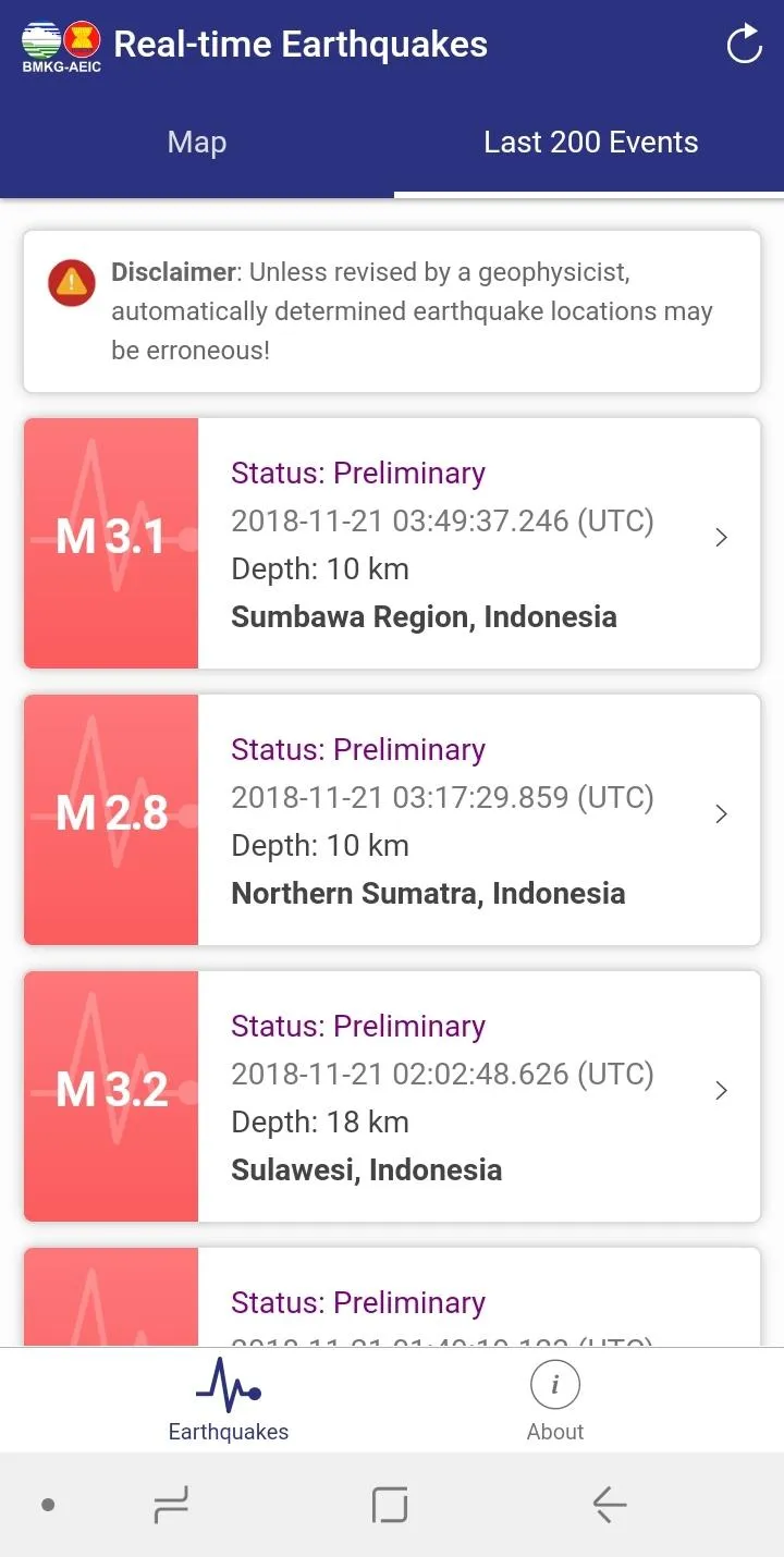 BMKG Real-time Earthquakes | Indus Appstore | Screenshot