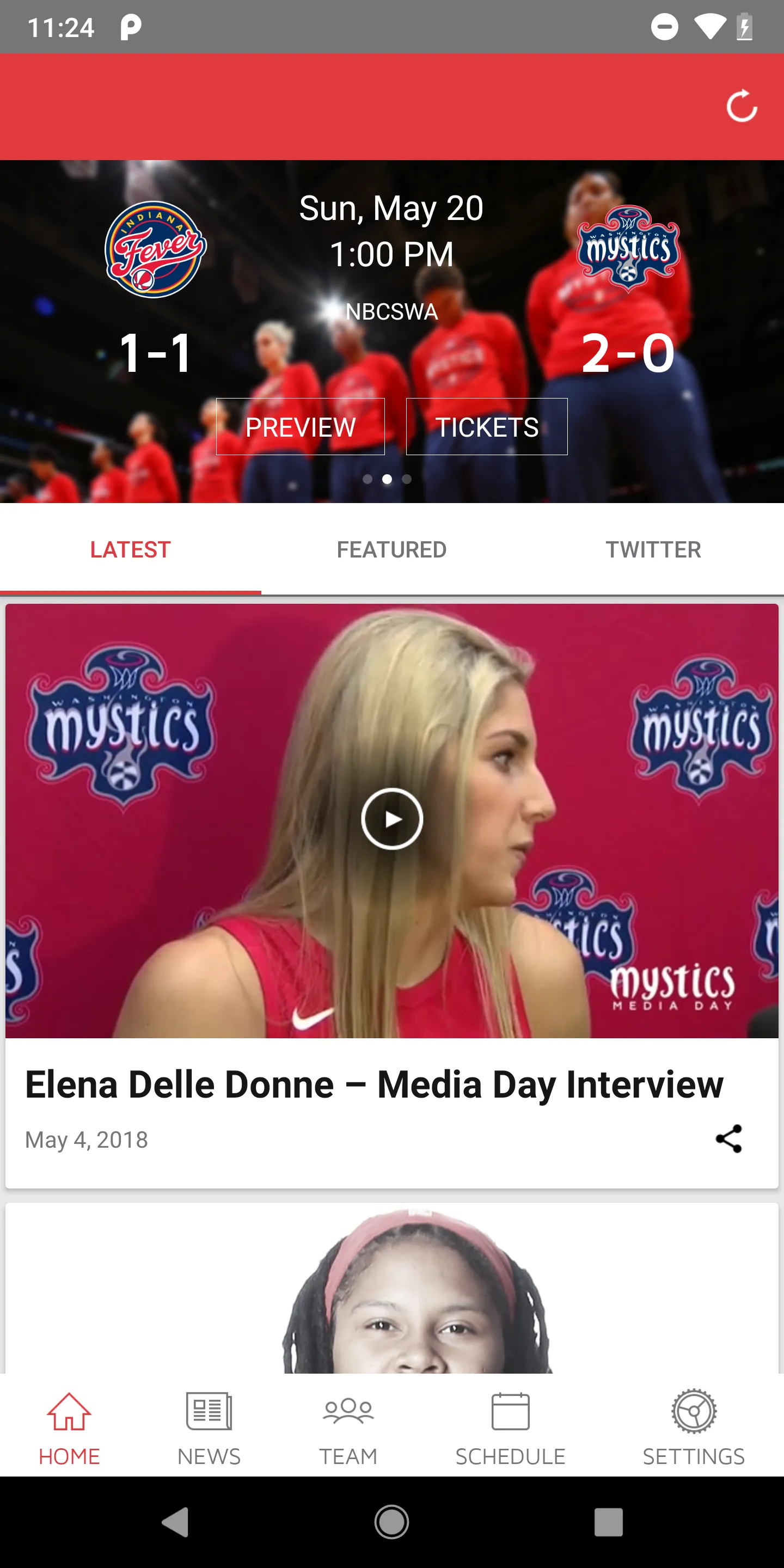 Washington Mystics Mobile | Indus Appstore | Screenshot