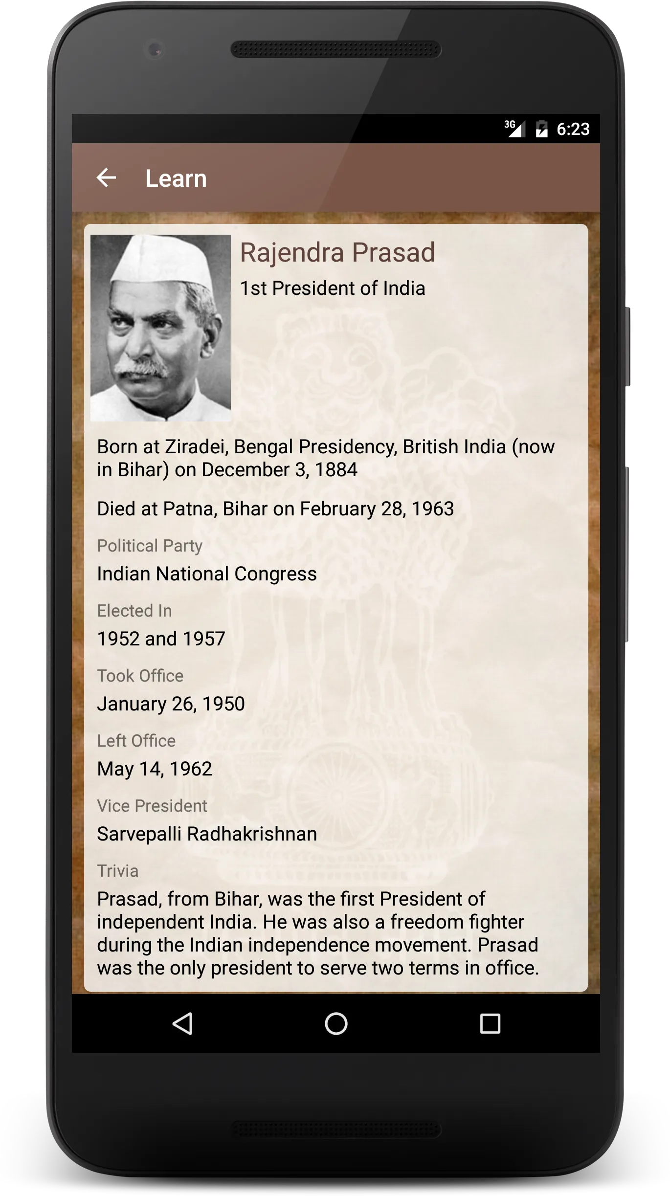 India Presidents | Indus Appstore | Screenshot